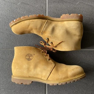 Timberland Chukka Boots Wheat Leather Men’s Size 11.5 W Made in USA Work Hiking - Foto 1 di 13
