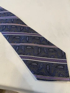 Pronto Uomo Tie Blue Purple Paisley 100% Silk 57”x3.25” - Bild 1 von 7