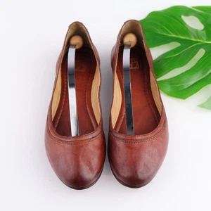Frye Womens Carson Ballet Flats Size 10 Cognac Brown Leather Shoes Artisan Comfy - Picture 1 of 15