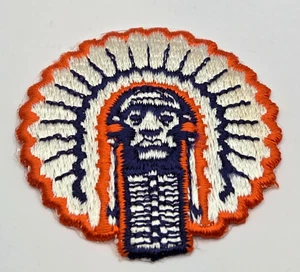 Vintage Chief Illiniwek Embroidered Patch Native American U of I Retired Mascot - Picture 1 of 2