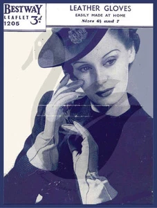 Reproduction Leather Gloves Sewing Pattern Size 6.5 & 7 Bestway 1205 - Picture 1 of 1