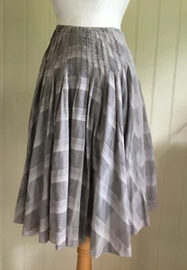 SKIRT Grey check COTTON Pleated front A-line Country Road Sz 4 Classic Designer - Picture 1 of 7