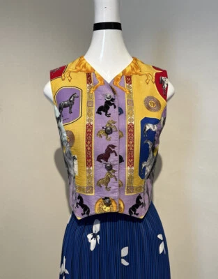 复古 Gianni Versace Couture 灯芯绒马术主题背心 S 码 — 第 1/4 张图片