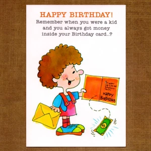 Unused Vintage Funny BIRTHDAY Card, Remember Cards with Money? by Greetings Inc - Picture 1 of 6