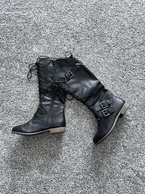 Botas hasta la rodilla Rampage Jelson negras nuevas sin etiquetas ¡BONITA CALIDAD! Estilo/aspecto motero Foto 1 de 4