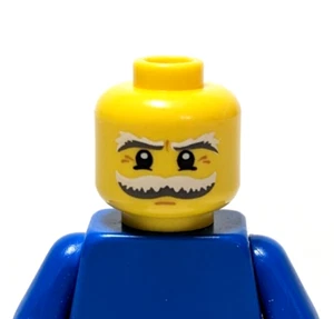 Lego - Cabeza de minifigura - Gris/Blanco, cejas tupidas de bigote, arrugas - Imagen 1 de 1