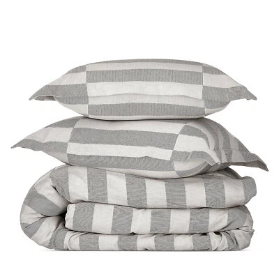 Nate Berkus Signature Broken Dobby Stripe Full/Queen Duvet Cover Set Pearl - NWT - Image 1 of 4