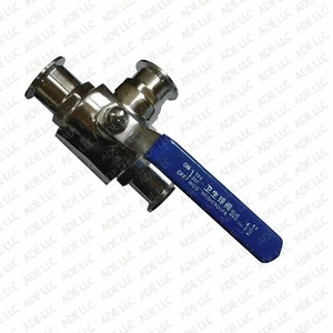 1.5" Tri Clamp with Three Way Ball Valve, Stainless Steel 304 - Picture 1 of 1