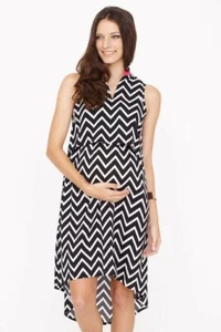 New Dote Studio Simone Maternity Nursing Dress Black White Stripe Size 12 14 M - Picture 1 of 8