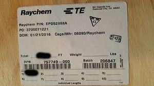 Raychem/TE Connectivity EPD52988A/757749-000 22/3C Shielded FDR-25 Cable /25ft - Picture 1 of 12