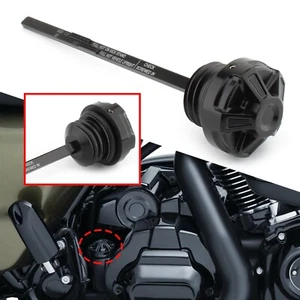 Black Motorcycle Precision Dipstick For Harley Touring Road King Street Glide - Picture 1 of 9