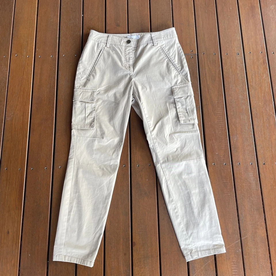 Pantalones cargo rectos informales Stefanel talla 8 EU 34 marrón beige Foto 1 de 4