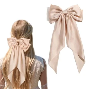 Big Bow Barrettes and Satin Hair Pins with Long Ribbon Tails - Party and Casu... - Picture 1 of 9
