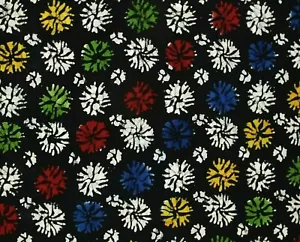 India Block Cotton Print 1/2 Yard BLACK YELLOW BLUE GREEN RED Abstract BTHY - Picture 1 of 3