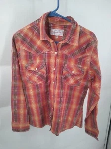 Panhandle Slim Shirt Women's Medium Long Sleeve Western Pearl Snap Plaid Rodeo  - Picture 1 of 5