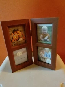 Small photo frame, 2 sides, each is 3 3/4in.x 8in. High, and holds 2 photos . - Photo 1/5