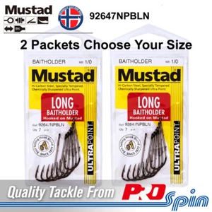 2 Pack Lots Mustad Long Baitholder Hooks 92647NPBLN - Choose Same or Mixed Sizes - Picture 1 of 5