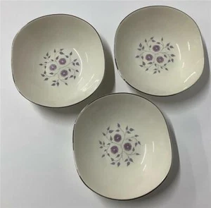 3 Anniversary Pattern 7" Soup Bowls Century Service Corp Purple Allium Flowers - Picture 1 of 10