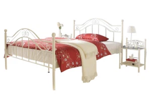 Himmelbett cremeweiß 90 x 200 cm Bett Metallbett romantisch Einzelbett antik - Bild 1 von 1