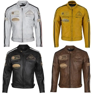Giubbotto Moto in pelle da Uomo ASPIDEX Vintage Custom & Café Race Stile Harley