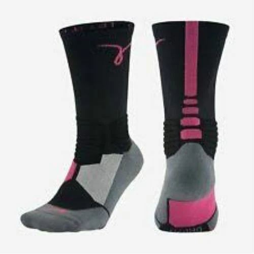 Nike Hyper Elite Basketball Socks Black Pink  LARGE (sz 8-12) X4967-067 Kay Yow - Image 1 of 1