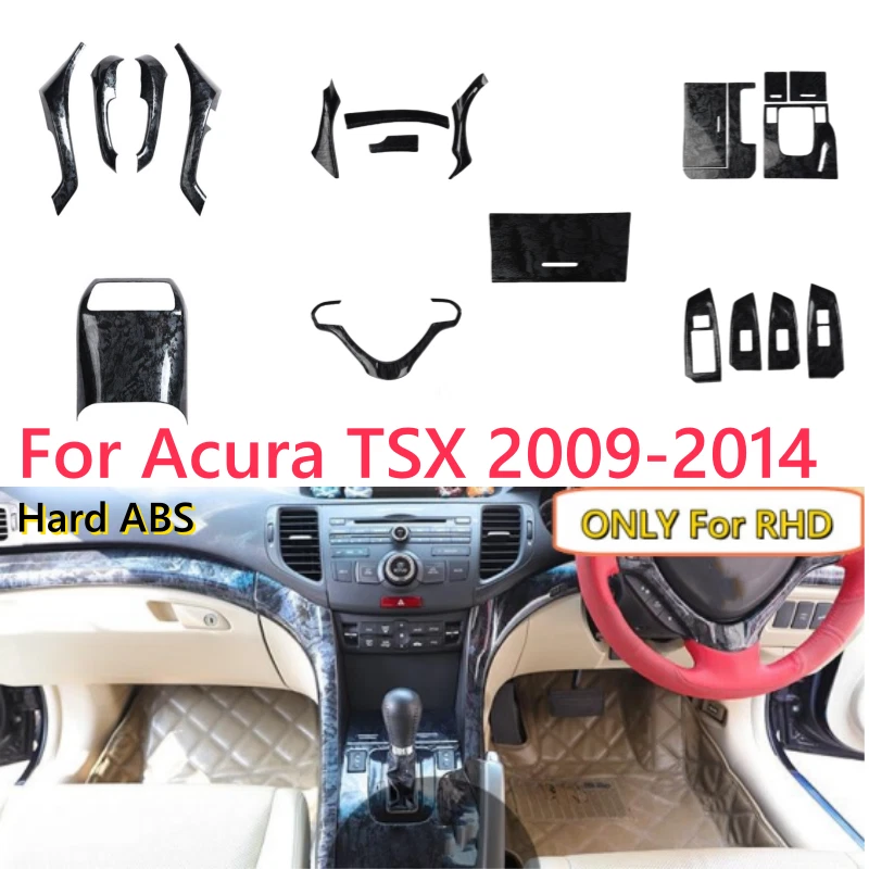 RHD Black Peach Wood Interior Door Armrest Cover Trim For Acura TSX 2009-2014 - Image 1 of 3