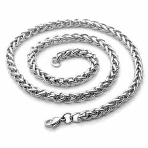 3mm Men's Chain Stainless Steel Wheat Braided Necklace 24'' Silver Tone Gift - Bild 1 von 4