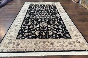 Sino Per'sian Rug 6x9, Black and Ivory, Wool and Silk Highlights, Handmade - Picture 1 of 12