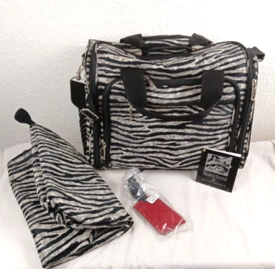 NEW Travelsmith Zebra Print Rolling Personal Luggage Carry-on & Travel Bag - Image 1 of 4
