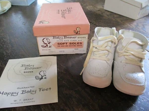 Scarpe Baby Beaver suole morbide W.T.Grant Co. Stye 2420-2 bianche taglia 1 con scatola - Foto 1 di 11