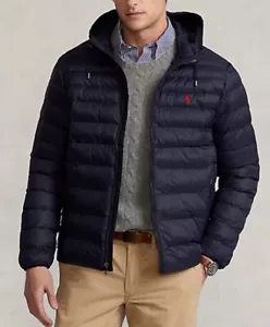 Polo Ralph Lauren Herren Navy Packable Puffer Hoodie Jacke Wasserabweisend Gr. XL - Bild 1 von 12