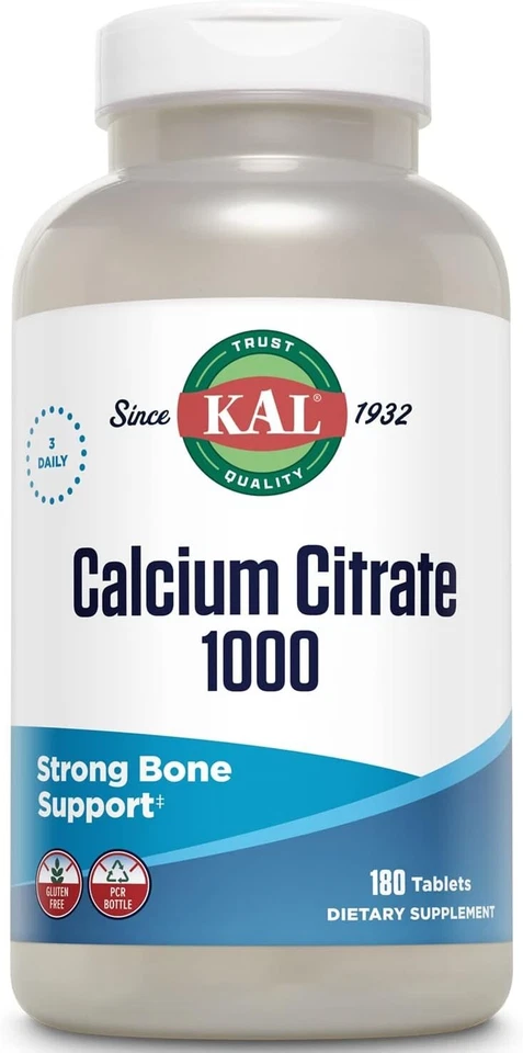 KAL Calcium Citrate Tablets 1000 MG 180 Count 785923158754