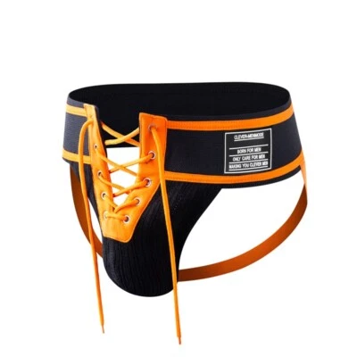 Men's Jock Strap Breathable Lace-Up Underwear Jockstrap Wide Waist Thong Panties - Image 1 of 4