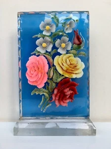 Vintage Table Card, Made of Plexiglass flowers, Rose USSR Handmade Souvenir ITK - Picture 1 of 21