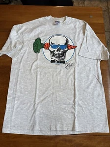 T-shirt maglietta 1993 NOS AUTOGRAFATA CAROT TOP Comic Tour teschio TESTA DI CAROTA XL FIRMATA - Foto 1 di 13
