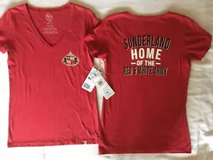 SAFC Black Cats Sunderland A.F.C. Soccer Club Women's V-Neck Tee Large T-Shirt - Picture 1 of 6