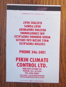 FUNDA 40 STRIKE MATCHBOOK: PEKIN CLIMATIZADOR CONTROL PEKIN, ILLINOIS MATCHCOVER -B9 - Imagen 1 de 2