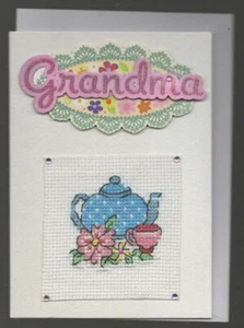 Handmade Card with Cross Stitch Grandmother - Picture 1 of 1