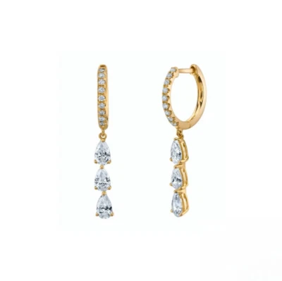 Pendientes de aro Huggie redondos con circonita cúbica enchapados en plata 925 para mujer PE65 Foto 1 de 3