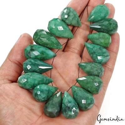 750 quilates/16 piezas cuentas perforadas verde natural corte pera briolette para joyería Foto 1 de 4