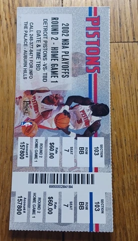 April 21, 2002 Detroit Pistons vs Toronto Raptors Game 1 Ticket Stub Cover