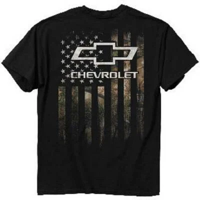 Chevy Chevrolet Camouflage American Flag USA Patriotic Trucks Cars T Shirt 3496 - Image 1 of 3