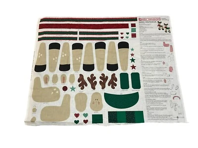 DAISY KINGDOM 17" RIKKI REINDEER Craft Fabric Panel  #3238 1997 USA Uncut Craft - Image 1 of 4