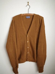 Vintage 60's Pendleton 100% Pure Virgin Wool Sweater Brown Cardigan Size Medium - Picture 1 of 4