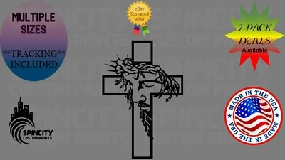 Jesus CROSS Car Vinyl Decal Christian Large Religous Sticker Multiple Sizes - Image 1 of 4