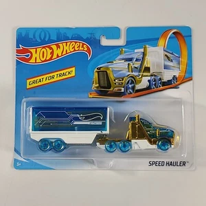 Hot Wheels Copyright 2018 Tractor & Trailer Blue and White Speed Hauler - Picture 1 of 17
