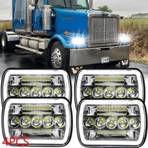 For Western Star 4900 Semi Truck 4pc 4"x6" inch LED Headlights H4656 H4652 Bulbs - Picture 1 of 9