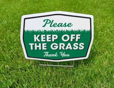 Double Sided Please Keep Off Grass Yard Sign with Stake(1pk, 2pk, 3pk, 4pk, 6pk) — 第 1/4 张图片