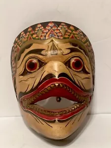 🚩Mid Century Indonesia Hanuman hand Carved wood dance mask Painted Art /java - Picture 1 of 10