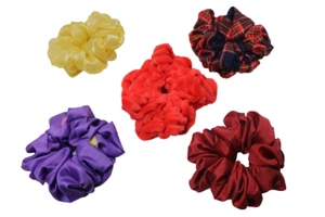 Handmade Scrunchies Hair Scrunchie Pack Lot 5 Multicolor - Picture 1 of 7